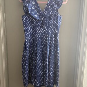 Kate Spade Navy Polka Dot Midi Dress
